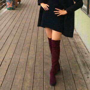 Stuart Weitzman 5050 Over-the-Knee Suede Boot Color Red US Size 8